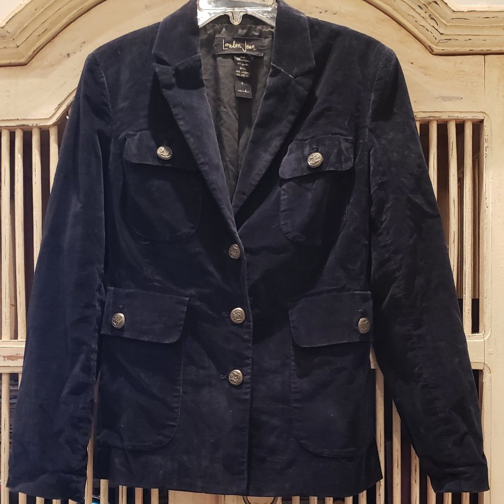 London Jean Black Velvet blazer with bronze buttons - Picture 2 of 15